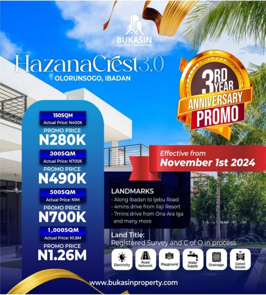 Land for sale in Ibadan Olorunsogo