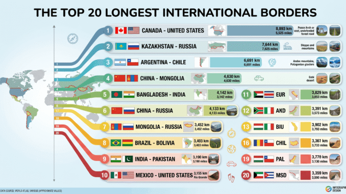 The Top 20 Longest International Borders